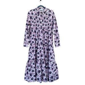 Dhruv Kapoor Patrizia Smocked Maxi Dress Floral Print Anthropologie 10